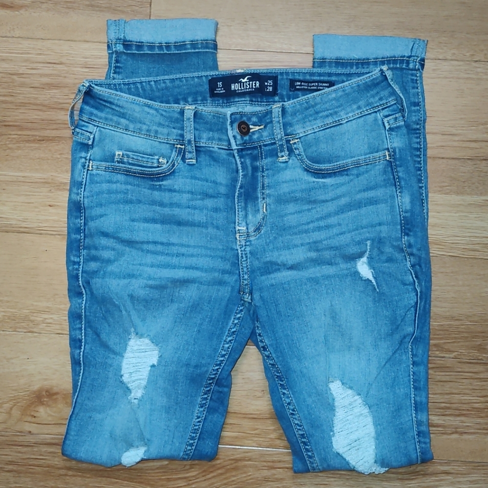 Hollister Low Rise Super Skinny Blue Jeans Sz 1